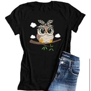 ‼️LAST ONE‼️ Cute Owl Bandana T-Shirt🖤🤍